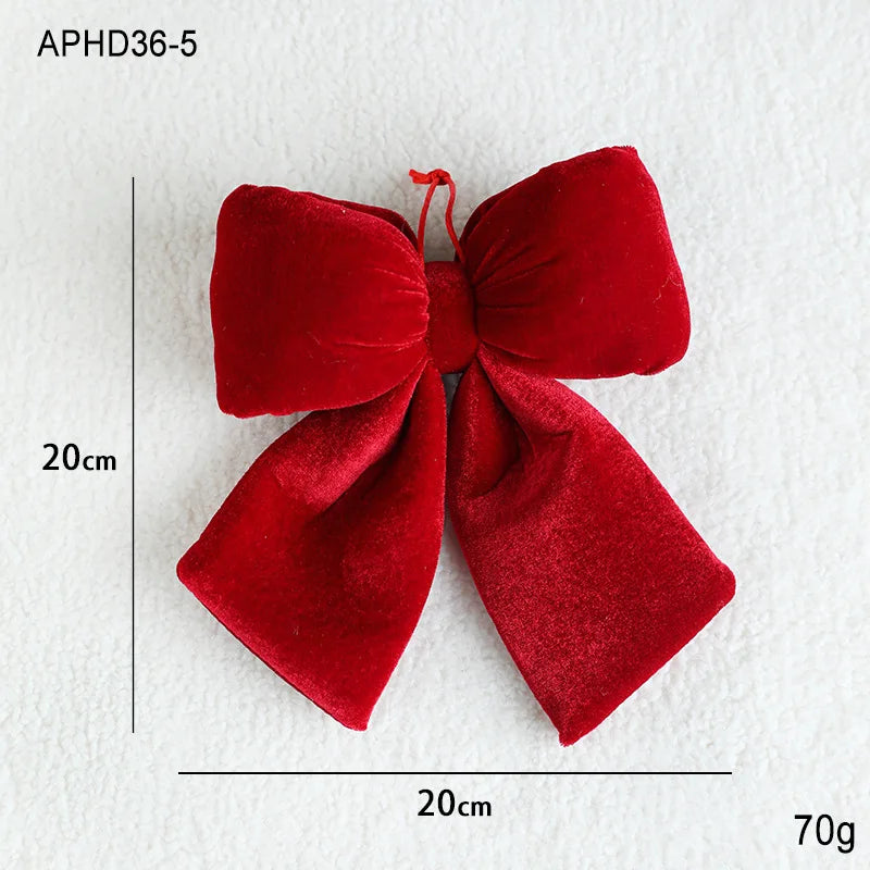 Christmas Bow Decoration – Velvet Red Bow Knot Baubles