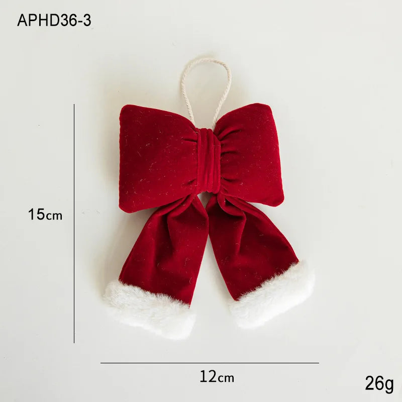Christmas Bow Decoration – Velvet Red Bow Knot Baubles