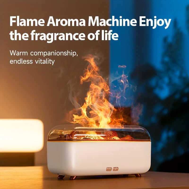 Simulated Flame Aroma Diffuser – LED Air Humidifier with Timer