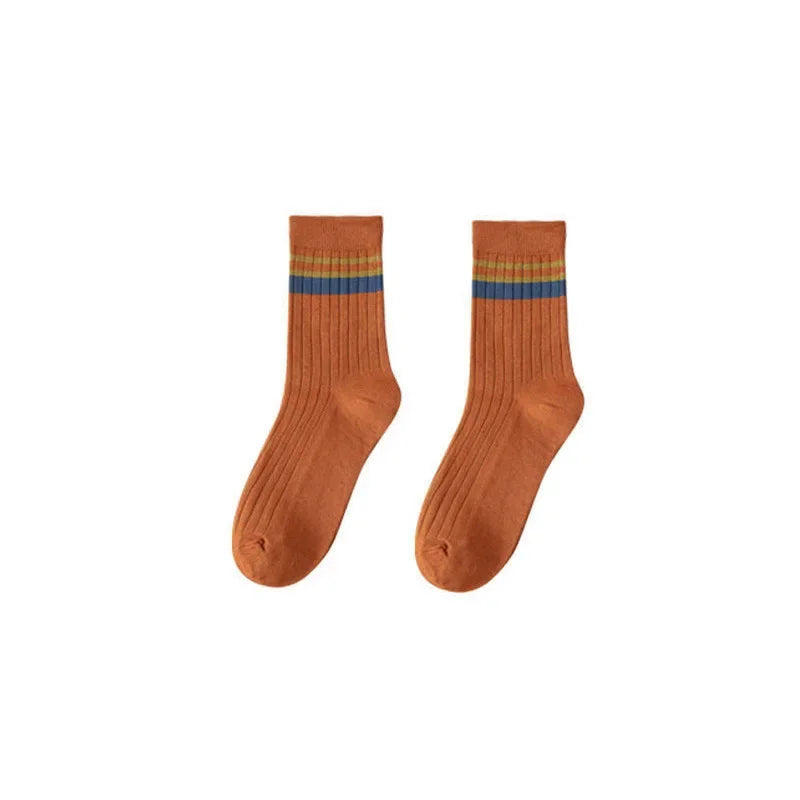 Men’s Striped Cotton Socks – Retro Harajuku Style Casual Spring Socks