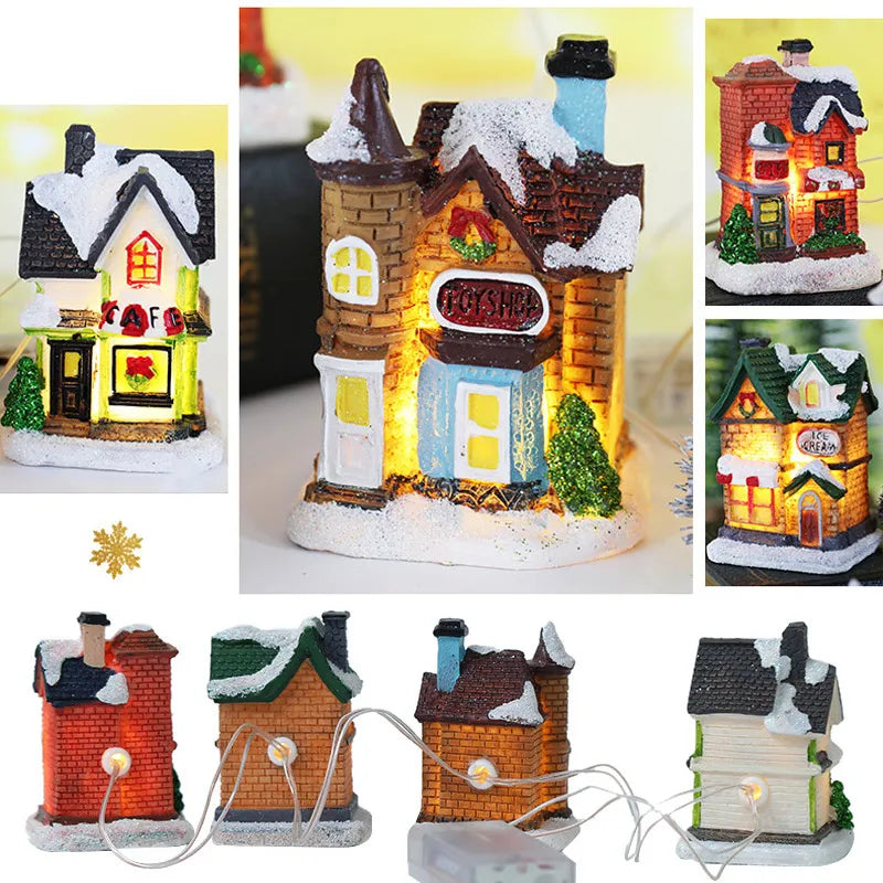 LED Resin Christmas Village Ornament Set – Holiday Figurines