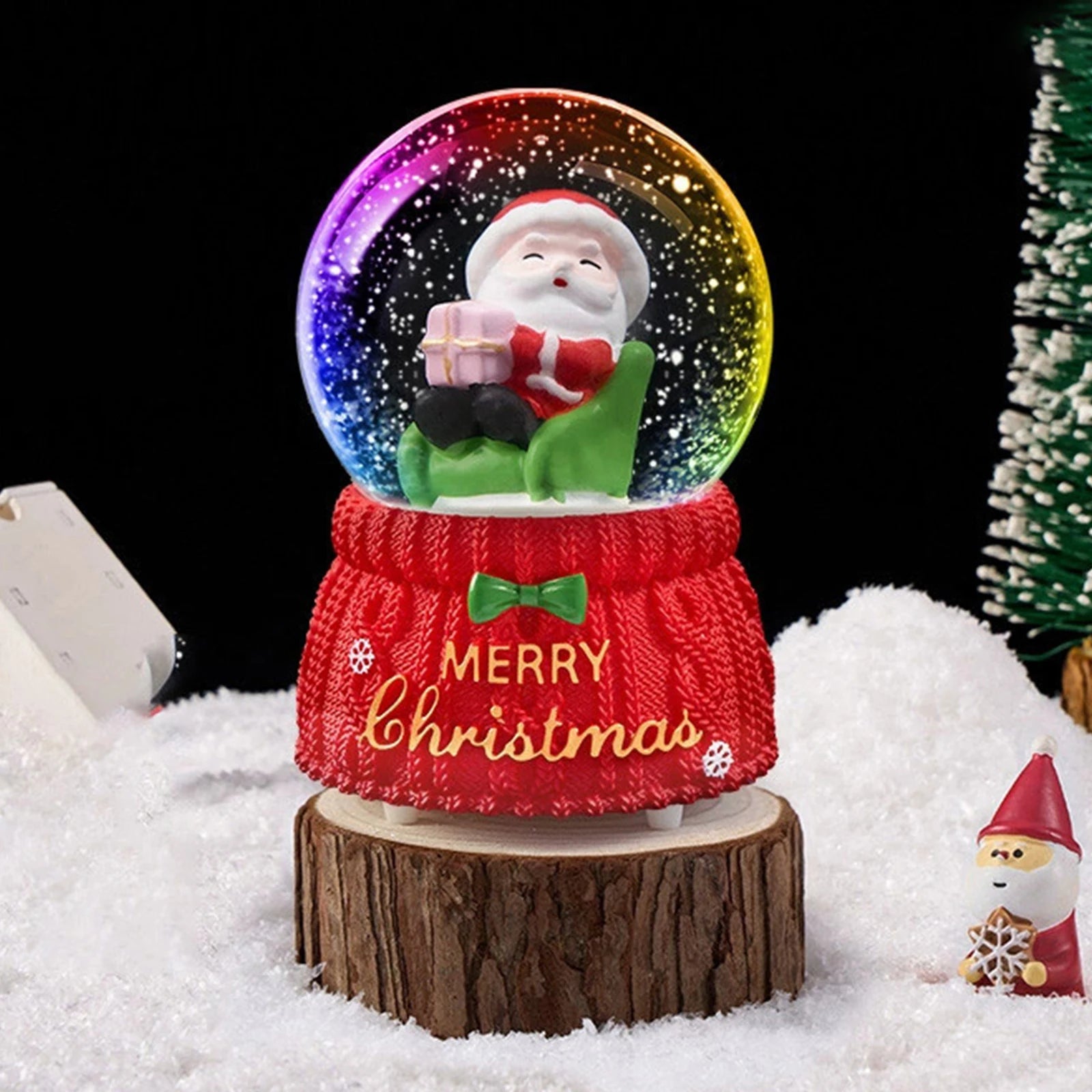 Christmas Snow Globe with 7-Color Lights & Music – Santa Musical Resin Decoration