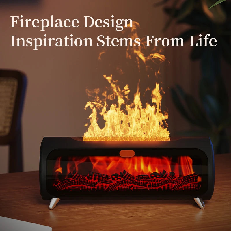 Mini Flame Air Humidifier & Aromatherapy Diffuser – Wood Grain