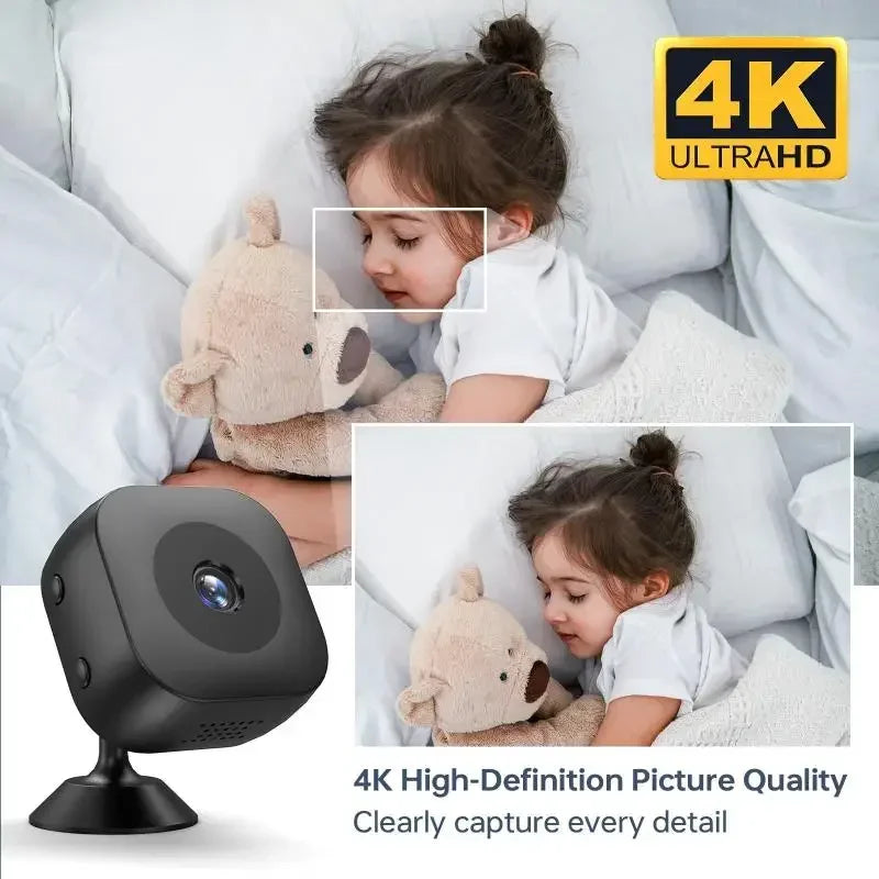 Mini 4K Security Camera – Full-Color Night Vision, Waterproof WiFi Surveillance