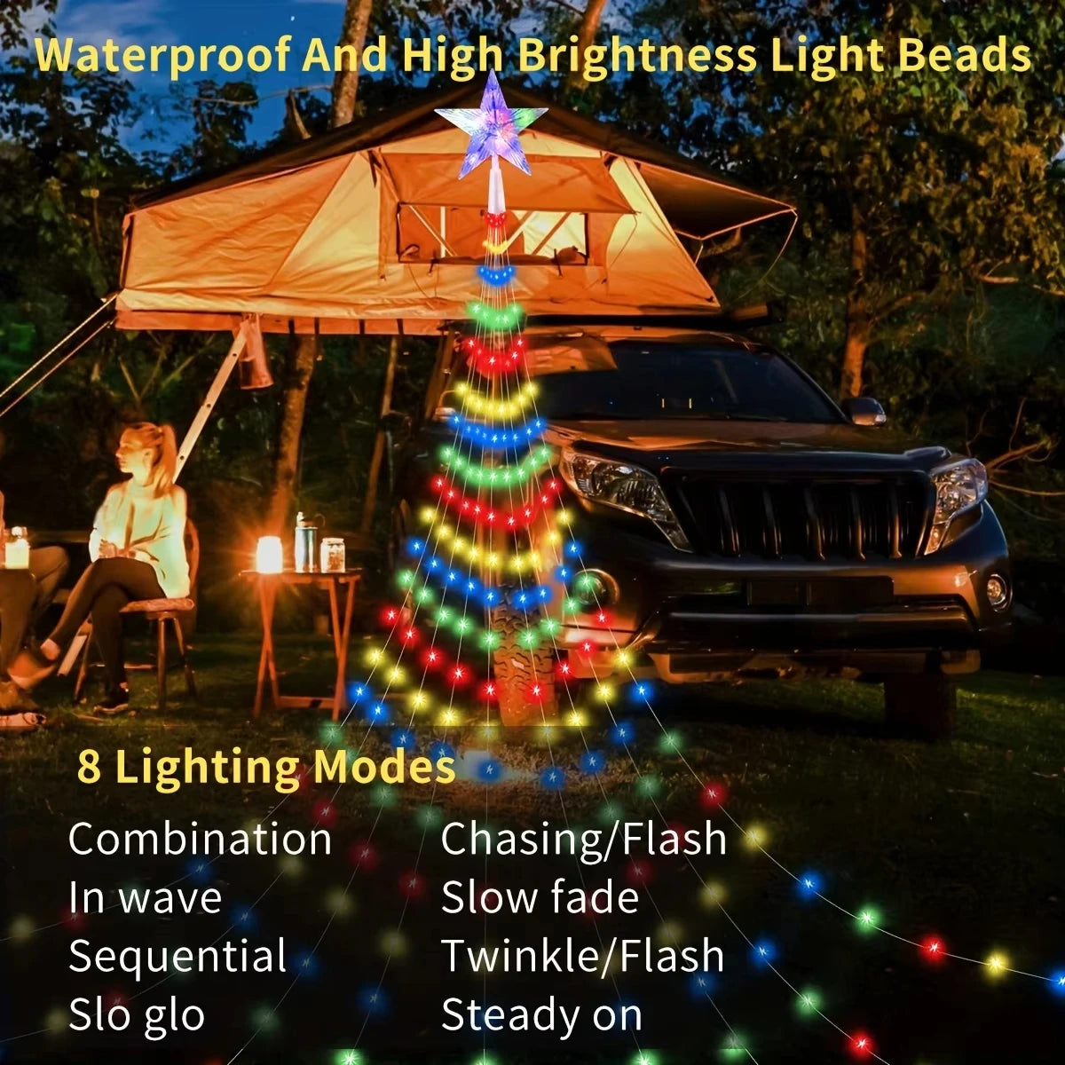 Waterproof LED Christmas Tree Lights – 8-Mode USB Fairy String for Indoor & Outdoor Decor