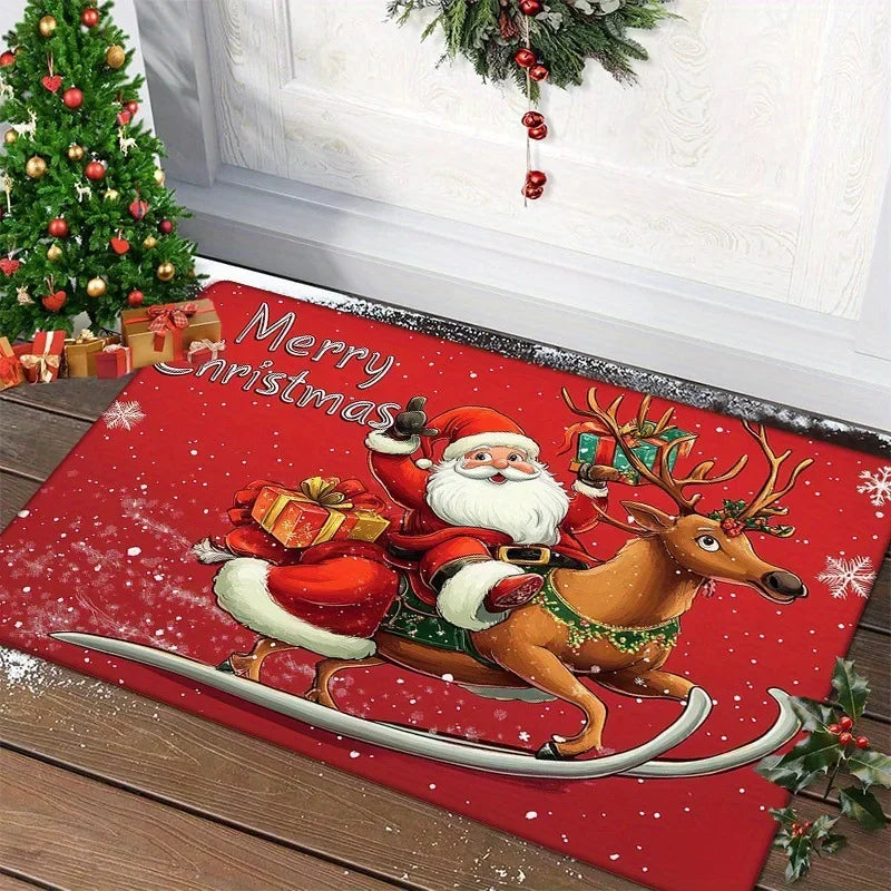 Red Santa Claus Christmas Doormat – Indoor & Outdoor Holiday Carpet