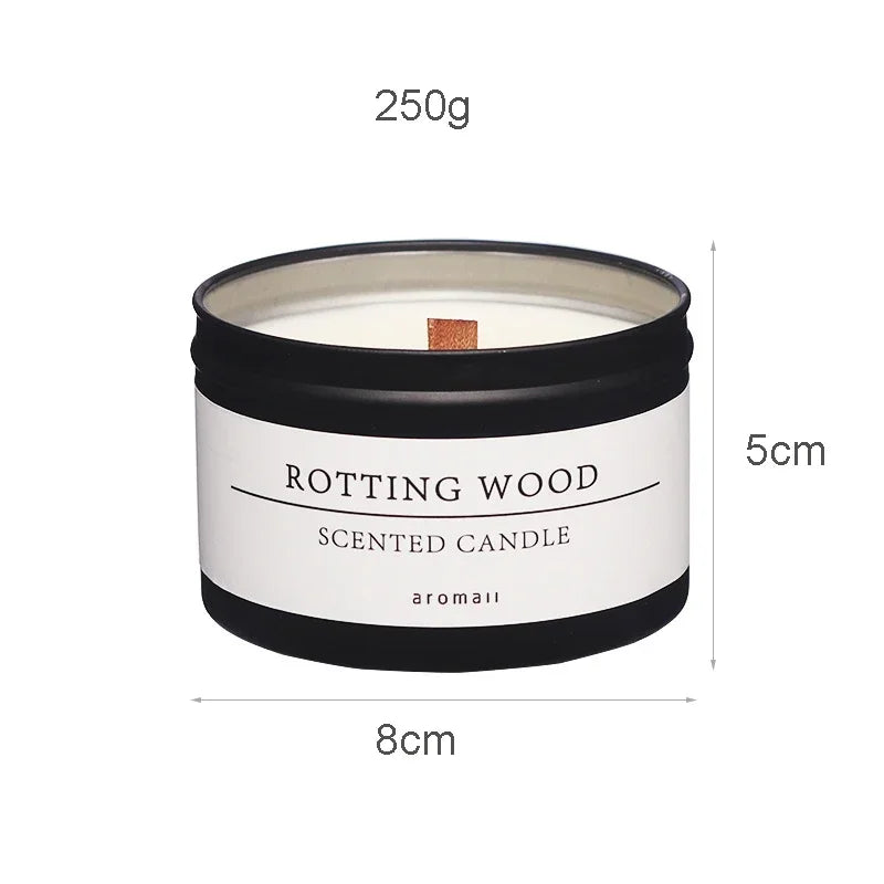 Black Tin Can Scented Candle with Wooden Wick – Classic Aromatic Home Decor