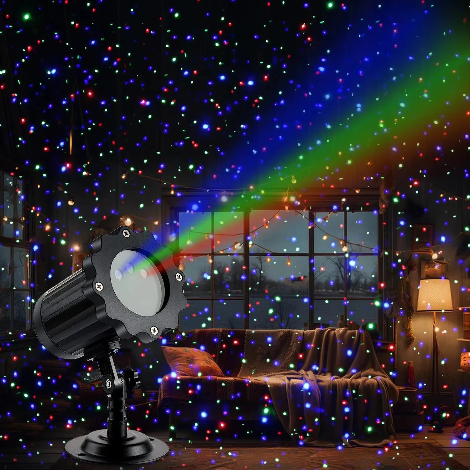 Christmas Projector Light Outdoor – Red & Green Star Shower Laser Garden Lights for Holiday Decoration