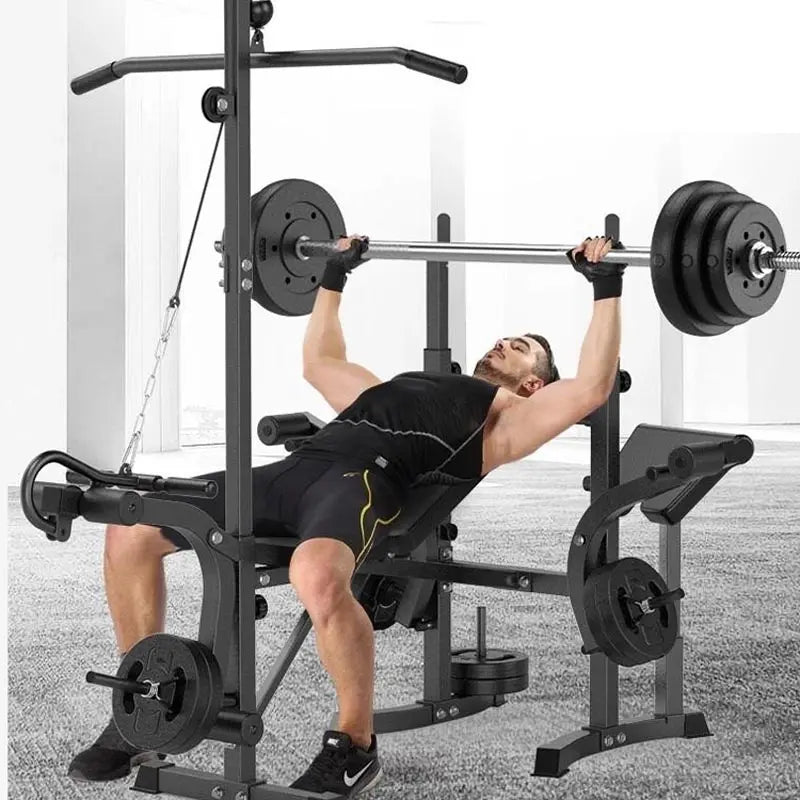 Adjustable Weightlifting Bench Press & Squat Rack – Home Gym Equipment