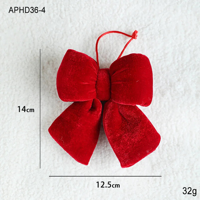 Christmas Bow Decoration – Velvet Red Bow Knot Baubles