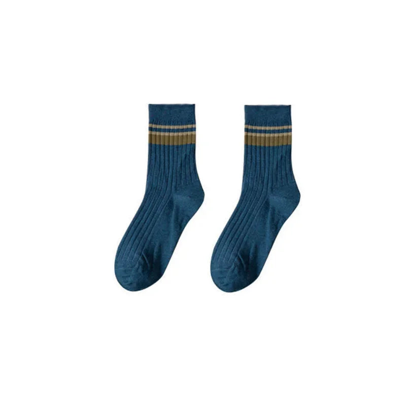 Men’s Striped Cotton Socks – Retro Harajuku Style Casual Spring Socks