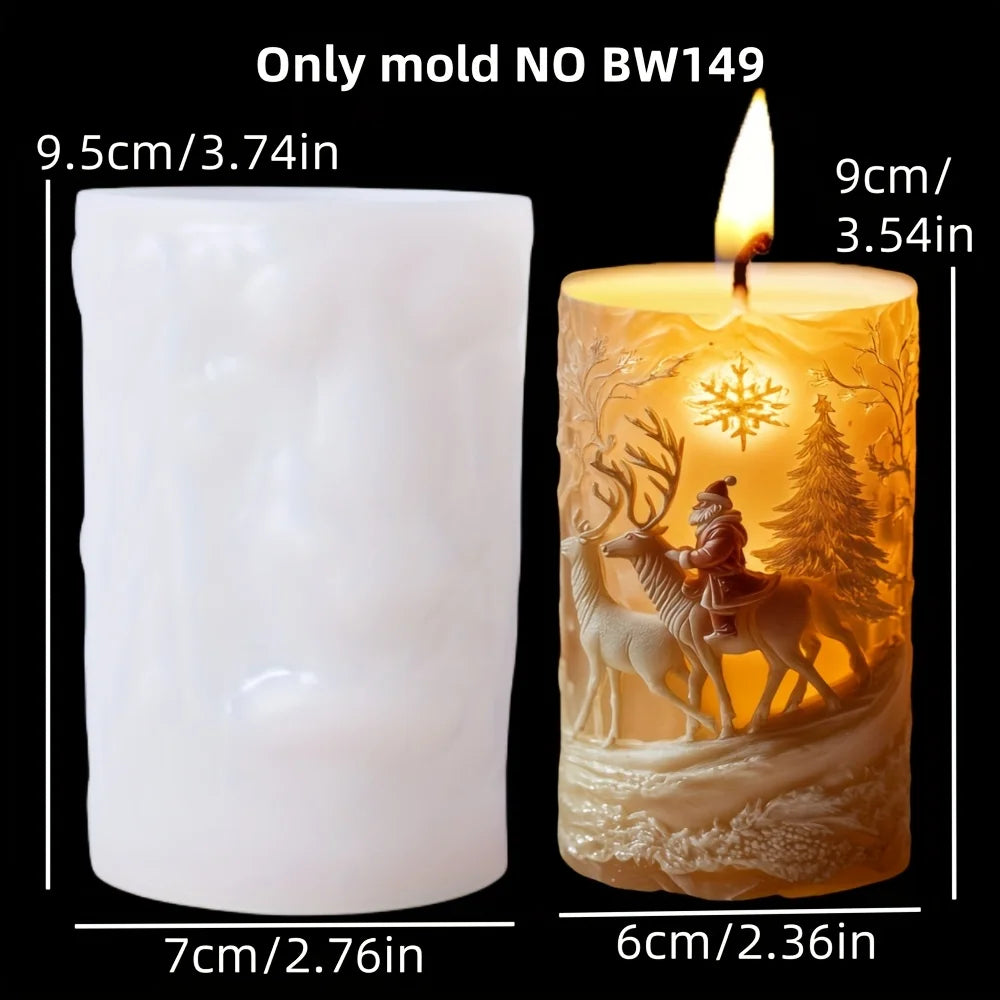 Christmas House Candle Mold – Santa Claus on Roof Silicone Mold