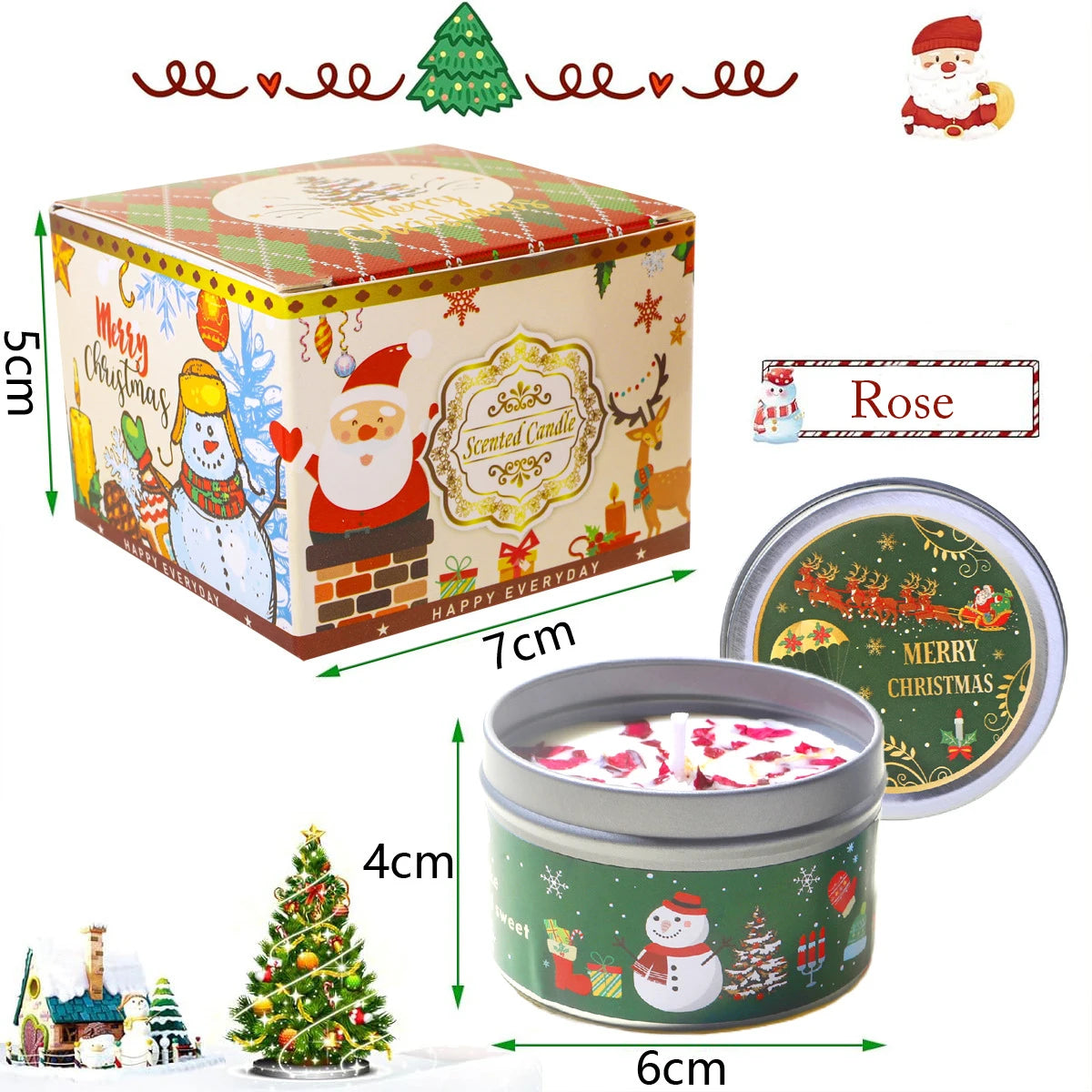 Christmas Scented Candle Gift Set – Aromatherapy Soy Wax with Dried Flowers