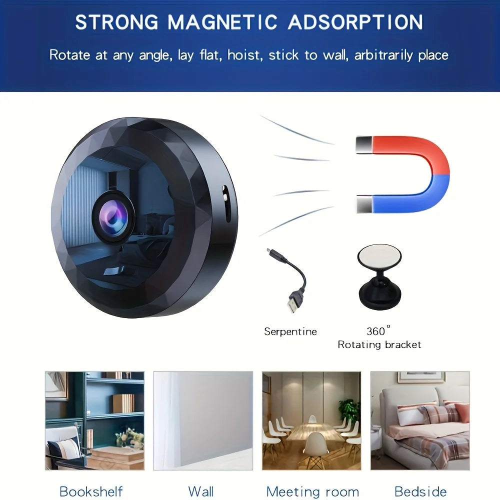 Wireless Mini WiFi Security Camera with Night Vision & Motion Detection – Rechargeable Battery, Easy Mount, App Controlled