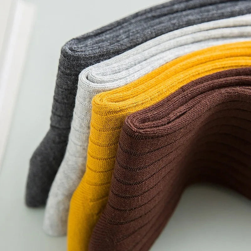 Men's Cotton Warm Socks – Black & White Winter Socks (EU 39–44)