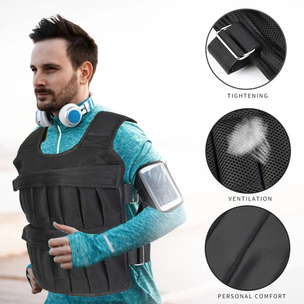 Adjustable Weighted Workout Vest – 3-50kg Training Jacket for Running, Fitness & Cardio