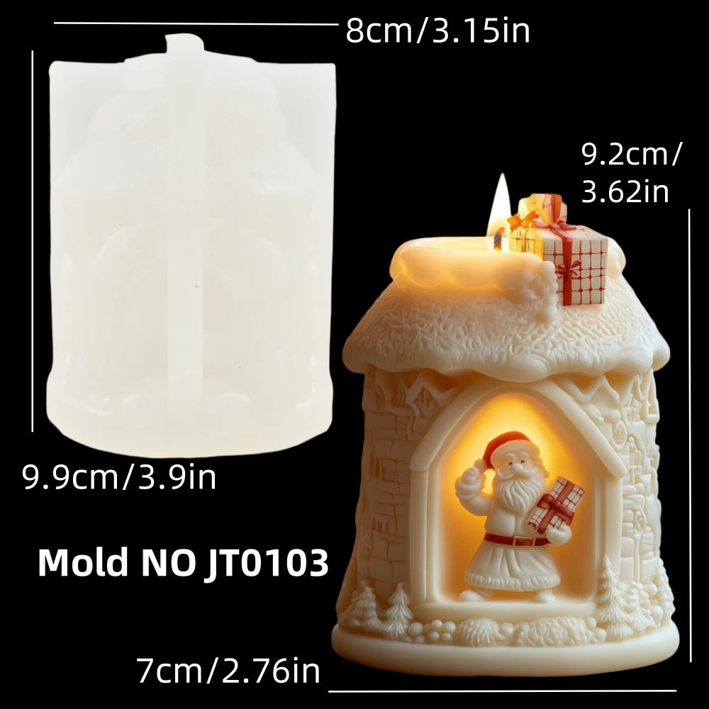 Christmas House Candle Mold – Santa Claus on Roof Silicone Mold