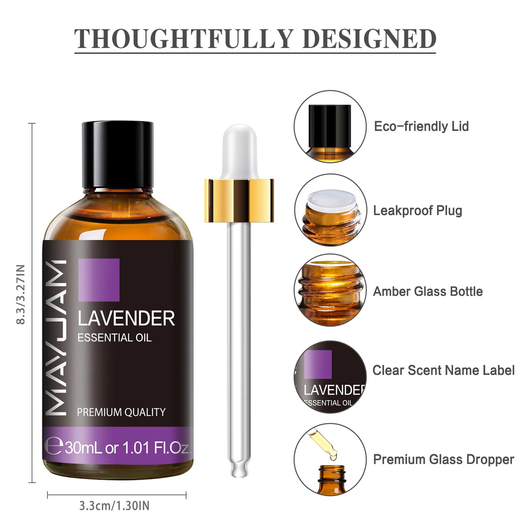 MAYJAM 30ml Aromatherapy Essential Oil – Lavender, Vanilla, Jasmine, Eucalyptus, Peppermint