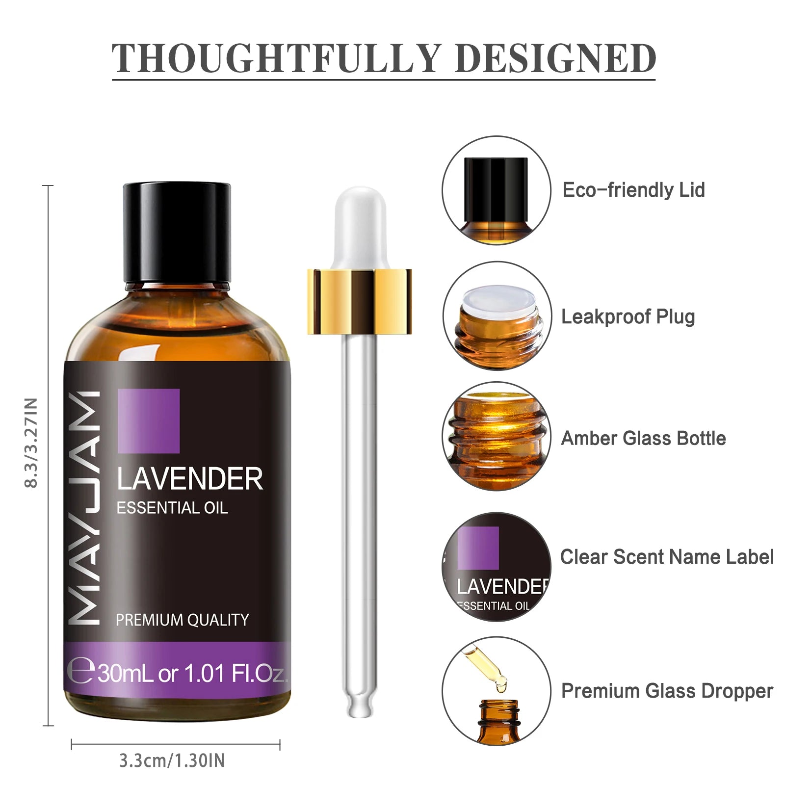 MAYJAM 30ml Aromatherapy Essential Oil – Lavender, Vanilla, Jasmine, Eucalyptus, Peppermint