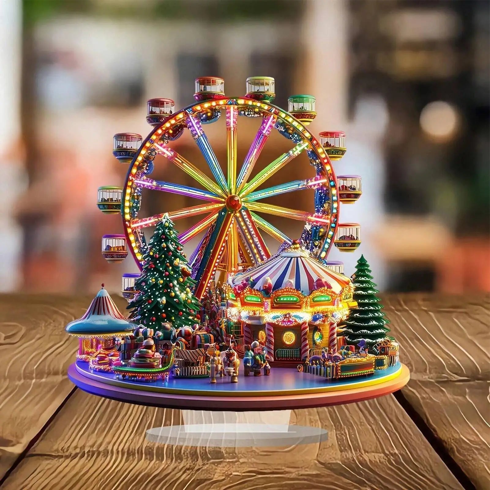 Christmas Village Ferris Wheel – 2D Acrylic Holiday Ornament