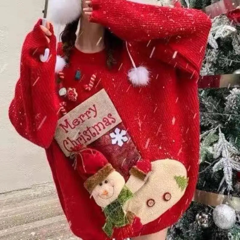 Women's Kawaii Christmas Sweater – Soft Knit Winter Pullover