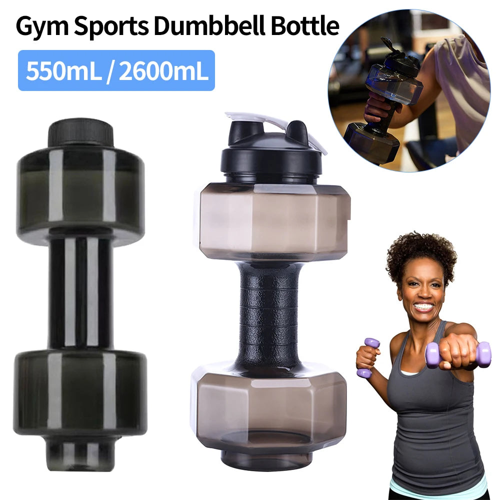 550ml & 2600ml Pet Dumbbell-Shaped Water Bottle – Outdoor Fitness & Gym Training Accessory