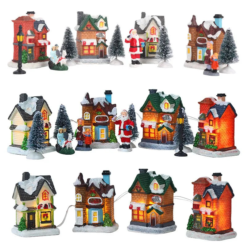 LED Resin Christmas Village Ornament Set – Holiday Figurines