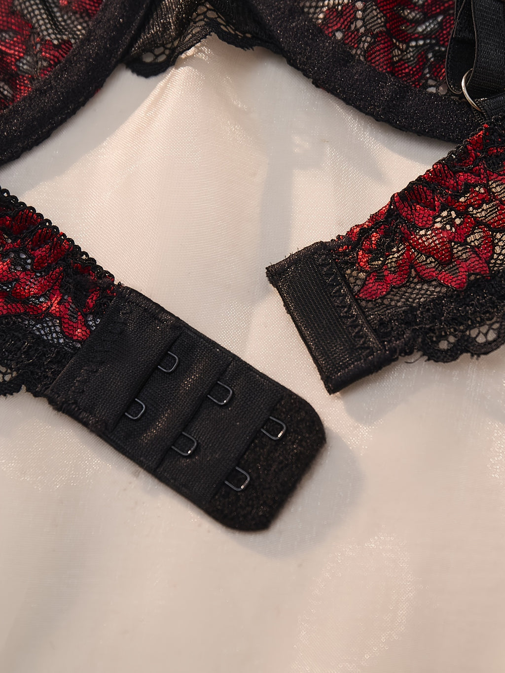 Christmas Black & Red Lace Sexy Lingerie Set – See-Through Push-Up Bra & Briefs