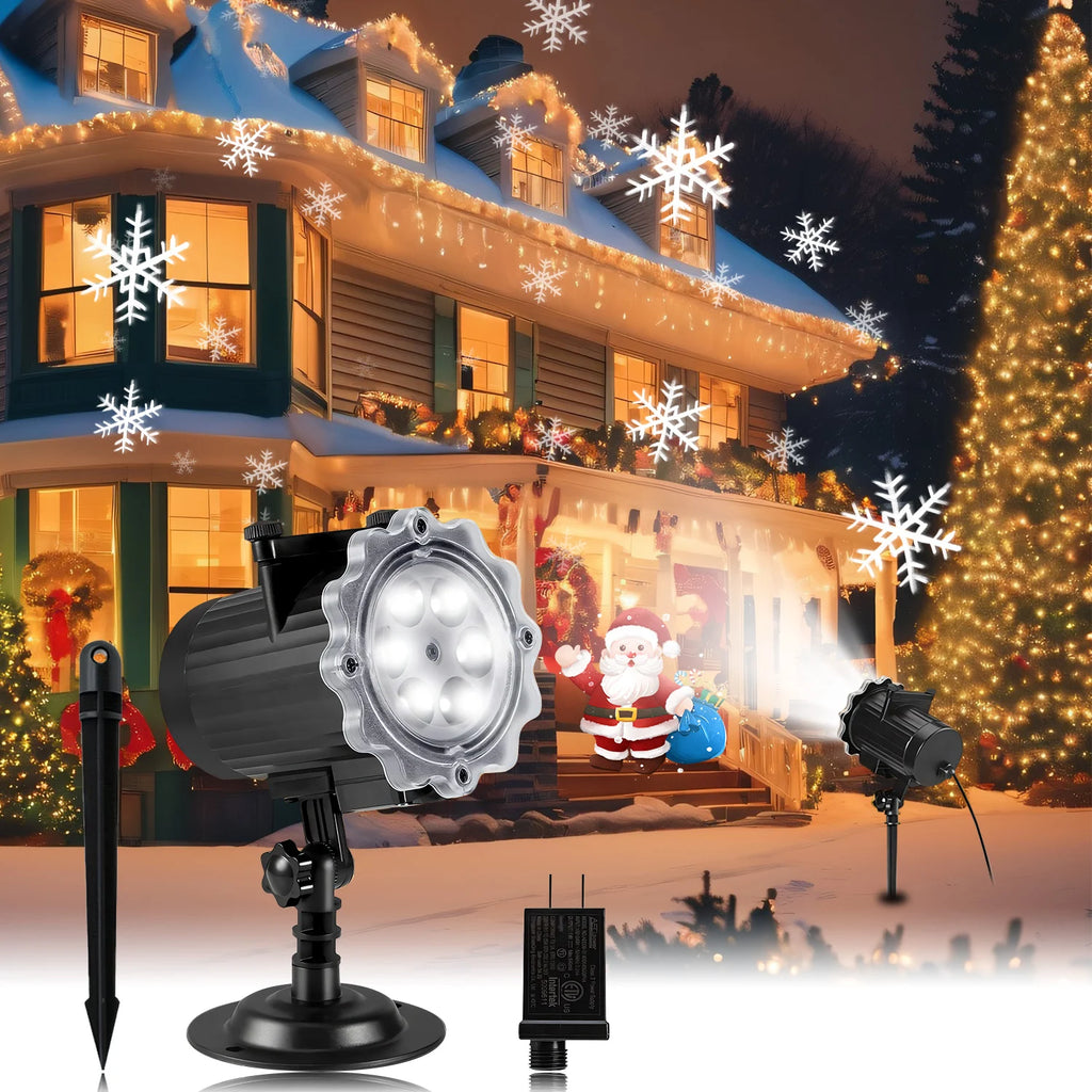  Christmas party LED laser snowflake projector with rotating Xmas pattern perfect for holiday lighting outdoor garden decor