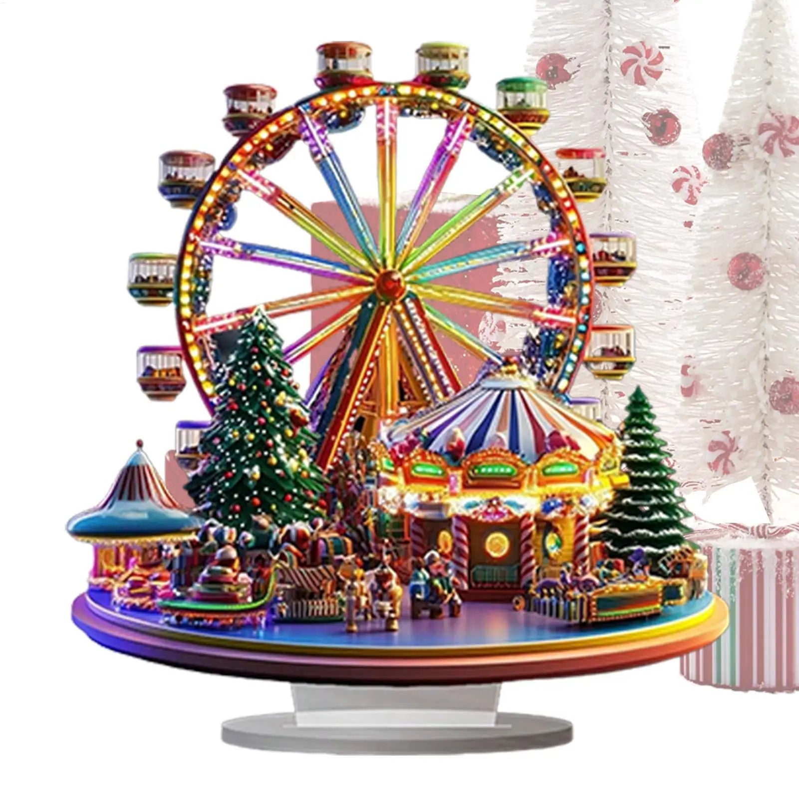 christmas village ferris wheel 2d acrylic holiday figurines festive christmas ornament perfect for thanksgiving birthday and office seasonal decor