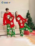family matching xmas sleepwear set red santa printed tops green printed bottoms cozy festive holiday pajamas for family winter nights