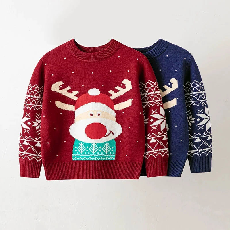 Cute kids Christmas sweater – warm knitted holiday pullover for boys and girls, cozy winter outfit with festive design